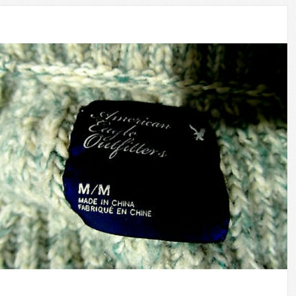 AMERICAN EAGLE Wool Alpaca Sweater M Coat Blue full zip Very heavy - Picture 5 of 6